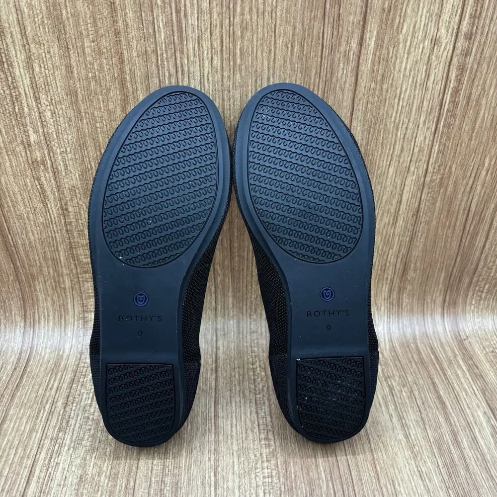 Rothy's THE FLAT Black Travel Casual Ballet Flats‎ Size 9 shoes